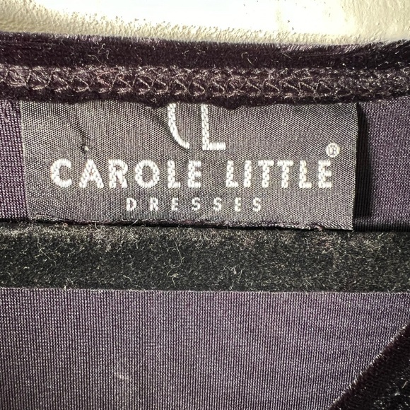 Carole Little Stretch Velvet Burnout Faux Wrap Maxi Dress Size 10 Black #0572 - Picture 4 of 9